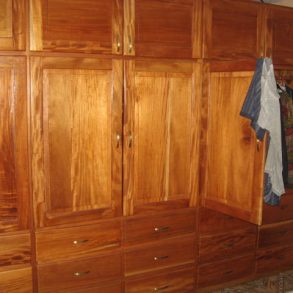 Nice wood cabinets in the bedroom