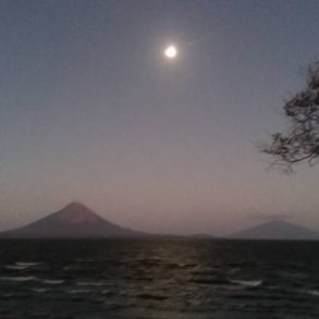 Ometepe with the full moon up above